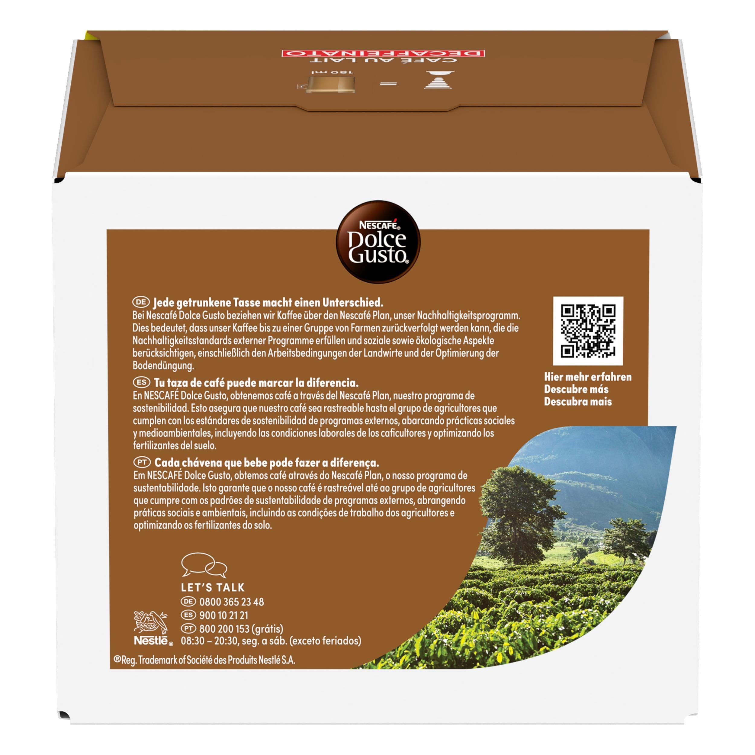 NESCAFÉ Dolce Gusto Café con Leche descafeinado - Cápsulas de Café, 90 Cápsulas (3 x 30)