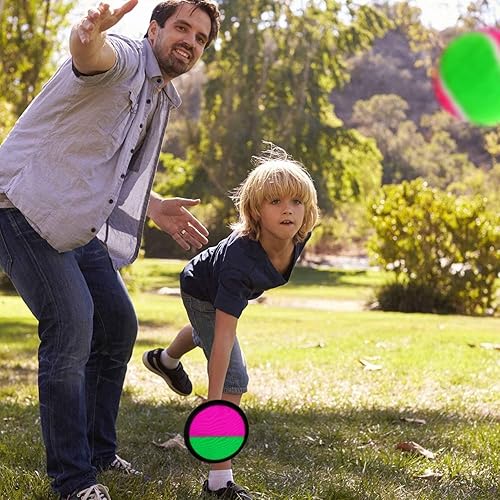 Miniatura 8 de Aneco Juego de palas de disco y pelota de lanzamiento con bolsa de almacenamiento, 6 paletas y 6 pelotas