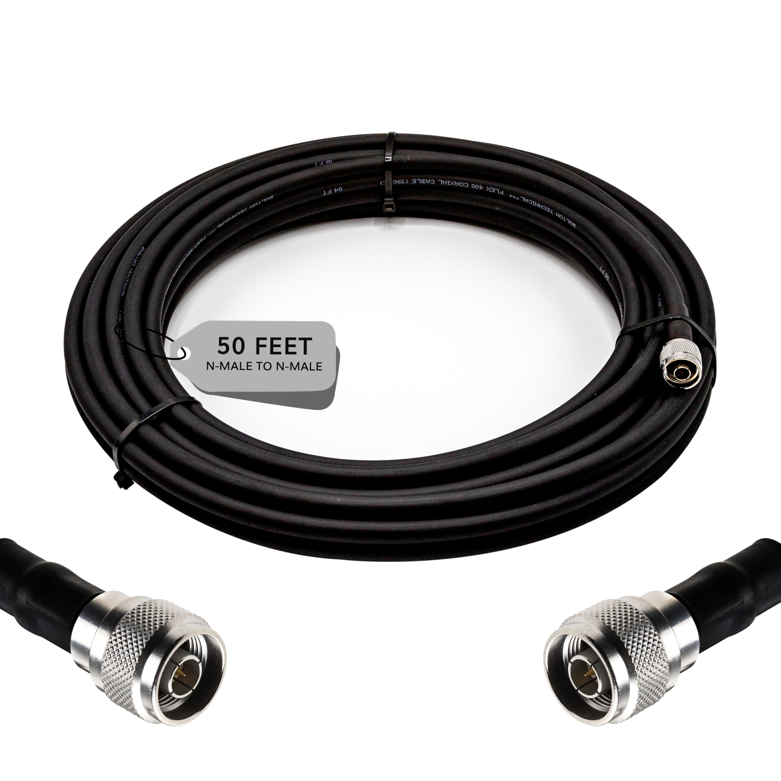 Bolton Technical Bolton400 Low Loss Cable Ultra Flex - N-Male to N-Male Black Jacket (Equivalent to LMR400 Ultra Flex) (50 Ft)