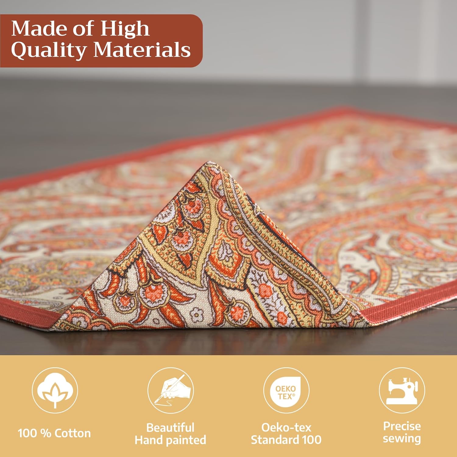 Maison d' Hermine Placemats Set of 4 100% Cotton Washable Cloth Place Mats, Reusable Table Mats for Thanksgiving Christmas Decorations Kitchen Dining Party Wedding (Kashmir Paisley, 13" x 19")