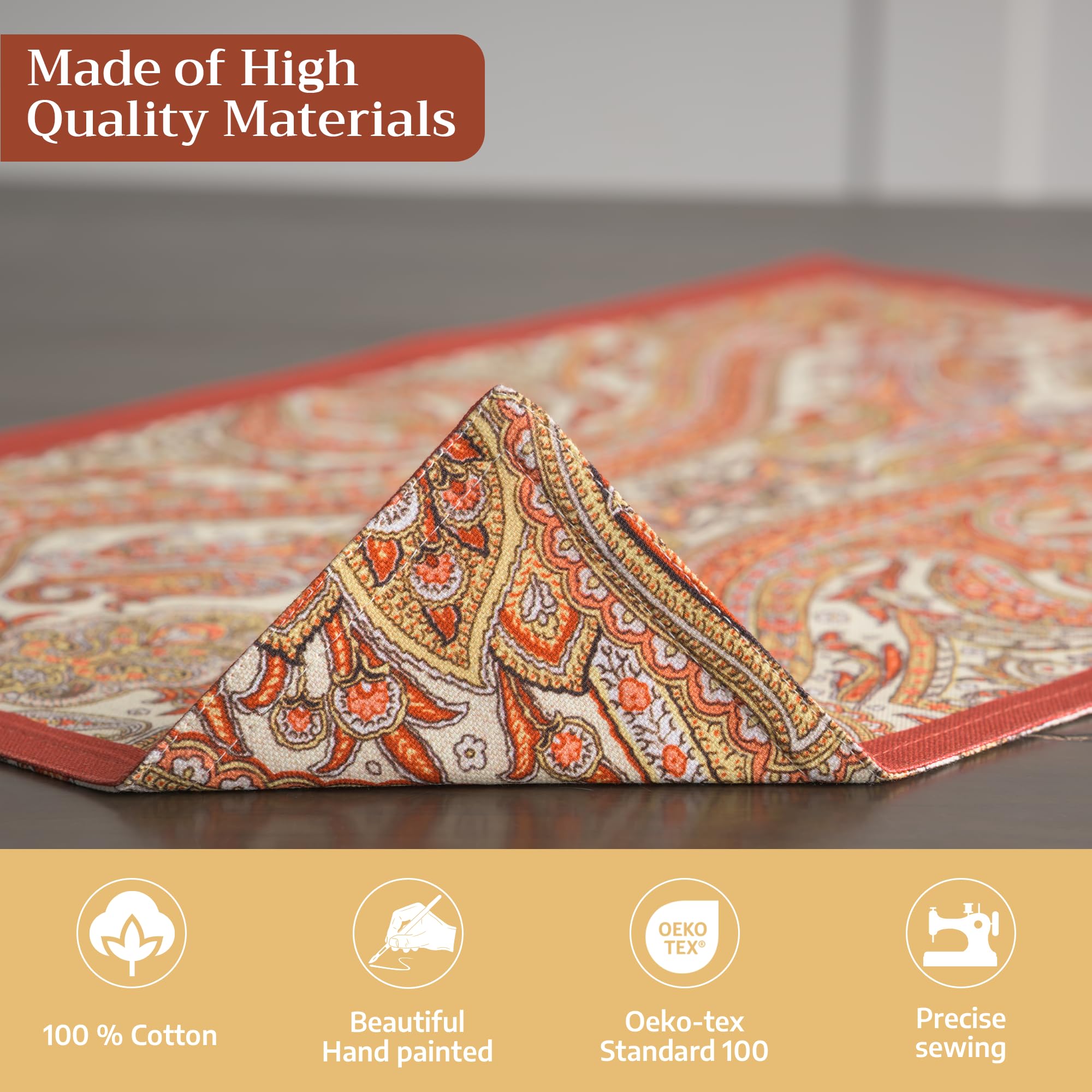 Maison d' Hermine Sets de Table 100% Coton (33 cm x 48 cm, Lot de 4) | Lavable et Réutilisable pour la cuisine la salle à manger les fêtes décorations de Thanksgiving et de Noël - Kashmir Paisley