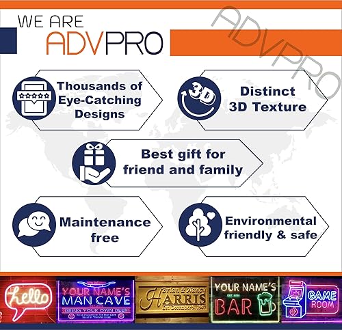Miniatura 7 de ADVPRO - Letrero de luz LED de neón de doble color para el hogar, personalizado, con texto en inglés con tu nombre y año de fundación, letrero de