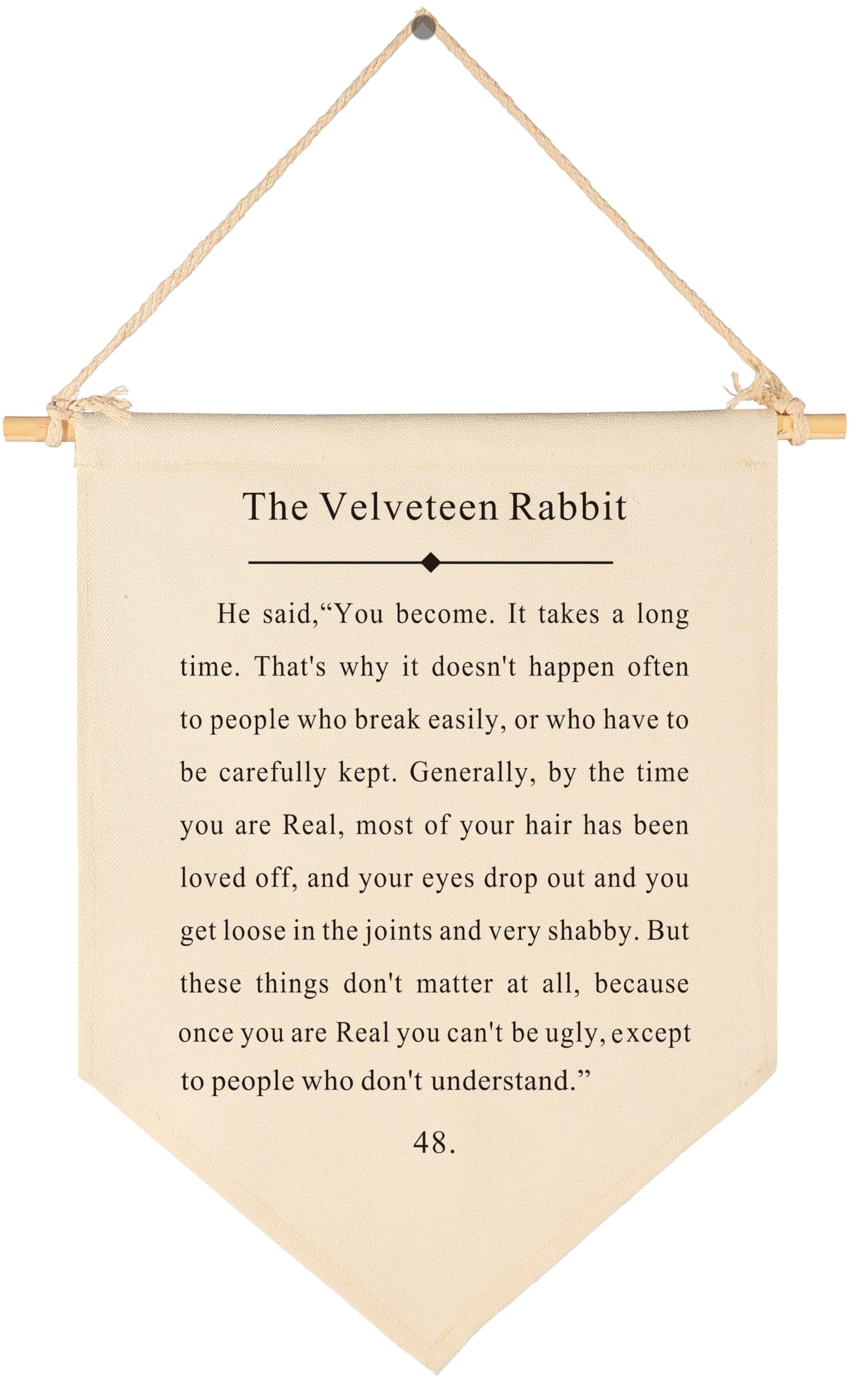 The Velveteen Rabbit-Hanging Wall Decor Gift for Baby Boys Girls Kids-Canvas Hanging Pennant Banner Wall Decor Gift for Nursery Classroom Baby Room Playroom Homeschool Reading Room Bedroom