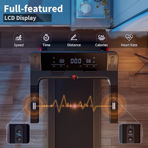 Miniatura 3 de Goplus Cinta de correr plegable de 3.75 HP, caminadora independiente Superfit con aplicación, 12 programas preestablecidos, pantalla LCD, monitor de