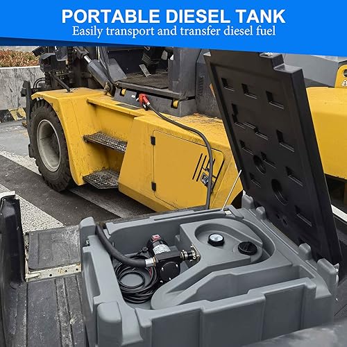 Miniatura 6 de EASYBERG Tanque diésel portátil de 55 galones con bomba de transferencia eléctrica de 12 V y 10 GPM, cable eléctrico de 13 pies y cubierta con