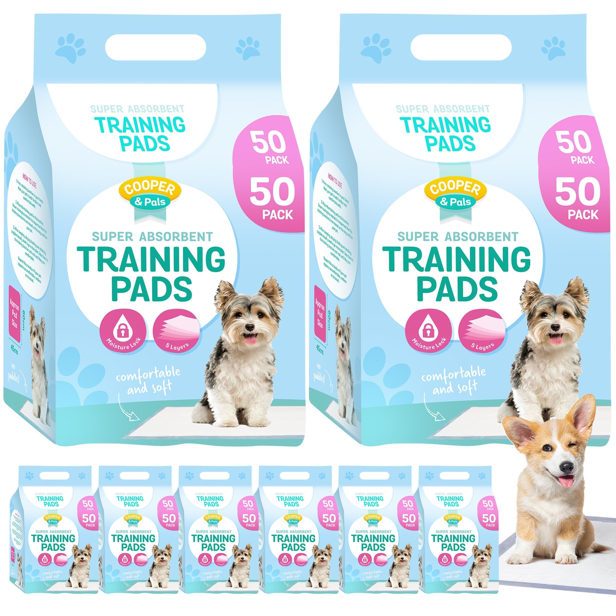 Sol White 100Pk Puppy Training Pads Premium Puppy Pads Perfect For Puppy Toilet Training, Dog Training Pads For Puppy Training, Ideal Indoor And Outdoor Pee Pads Dogs, Absorbent Dog Pee Pad For Your Furr Baby