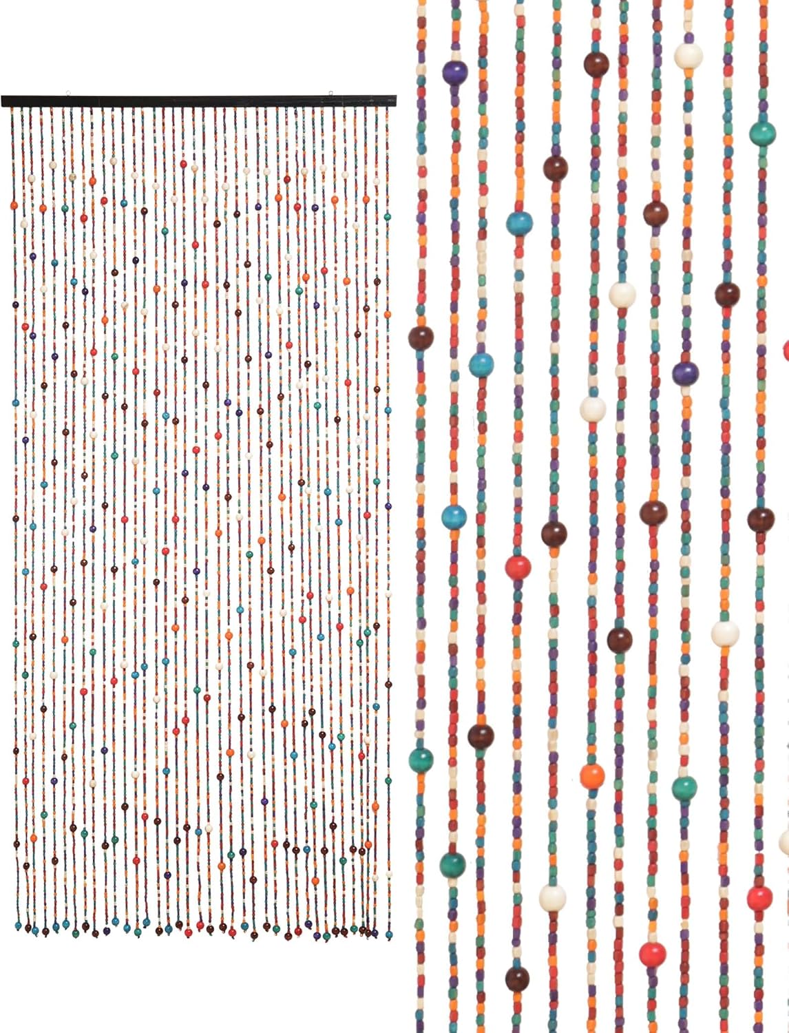 38 Strands Beaded Curtain Bamboo Curtain for Doorways Multi-Scenario Application Purely Handmade Beaded Curtain as Insect Screen for Bedroom or Balcony 35.4" x 78.7", Rainbow