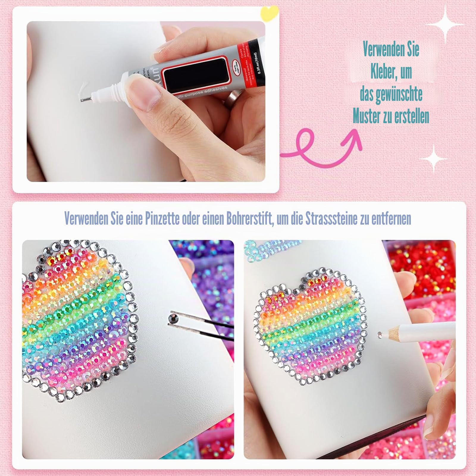 40 Farben 3mm Jelly Strasssteine,32000 Stück Glitzersteine Bedazzler Kit,Enthält 1 Pinzette und 1 Stift, geeignet für DIY-Dekorationen bei Kleidung, Schuhen, Nageldesign, Malerei und vielem mehr