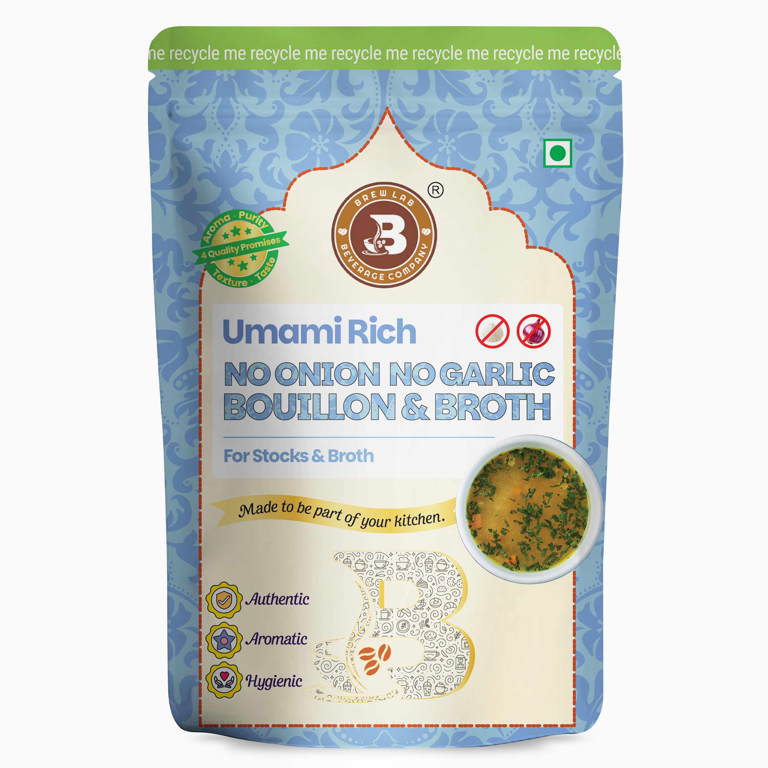 Brew Lab No Onion No Garlic Bouillon & Broth Powder, 500g, Instant Vegetable Stock, Plant-Based, Jain-Friendly, Umami Seasoning for Soups, Gravies & Cooking-image-4