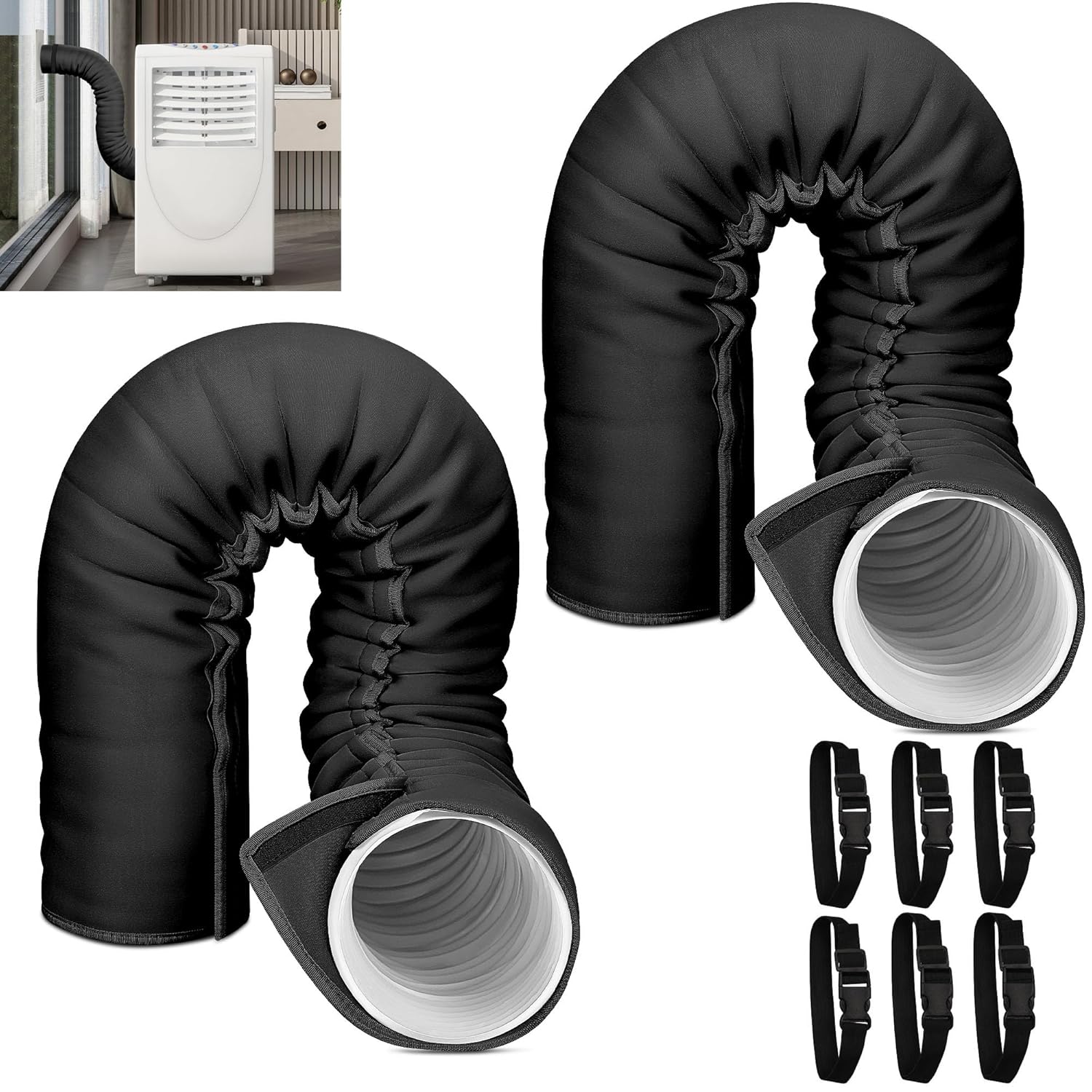 Portable AC Hose Insulation Sleeve Set of 2 Portable Air Conditioners Insulated Hose Cover Wrap Fit 5 5