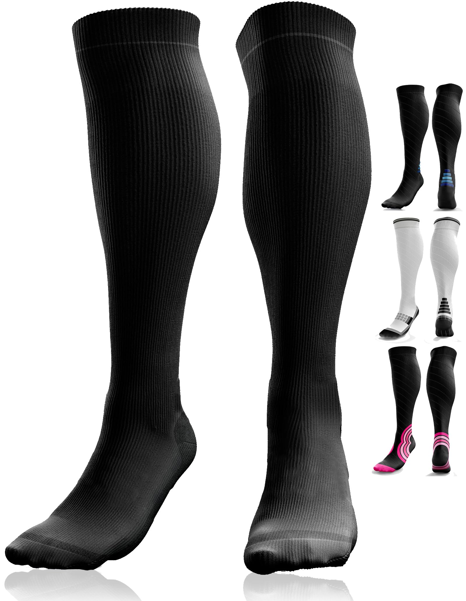aZengear Compression Socks (20-30mmHg) Anti DVT Air Flying Knee-High Flight Travel Stockings, Swollen Legs, Varicose Veins, Running, Shin Splints Calf Pressure Support, SportsOEKO-TEX STANDARD 100ClimatePartner certified