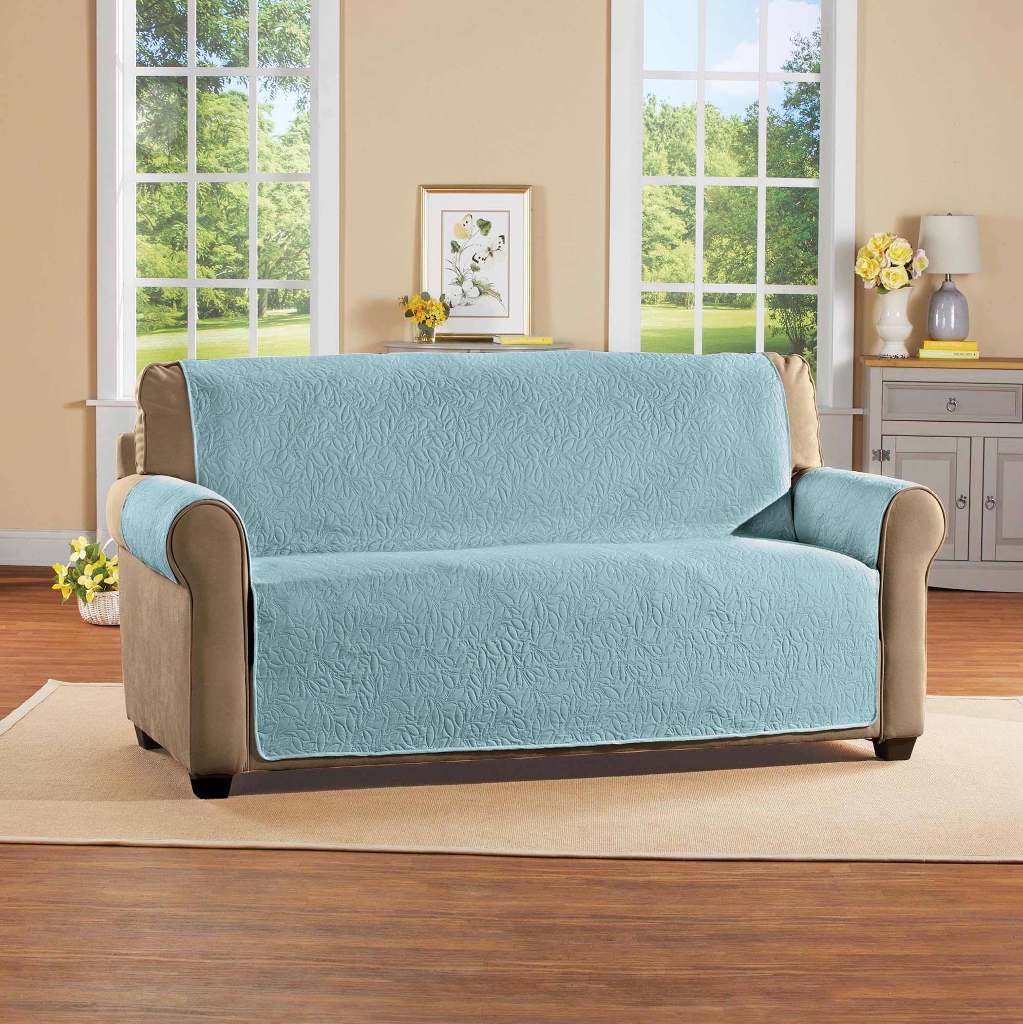 Collections Etc Leaf-Textured Pattern Furniture Protector