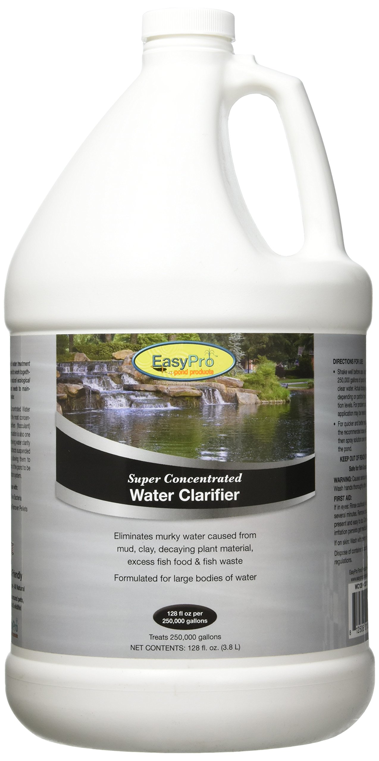 EasyPro WC128 Super Concentrated Water Clarifier (Flocculant) / Treats 250,000 Gallons of Pond Water / 128 fl oz (1 Gallon)