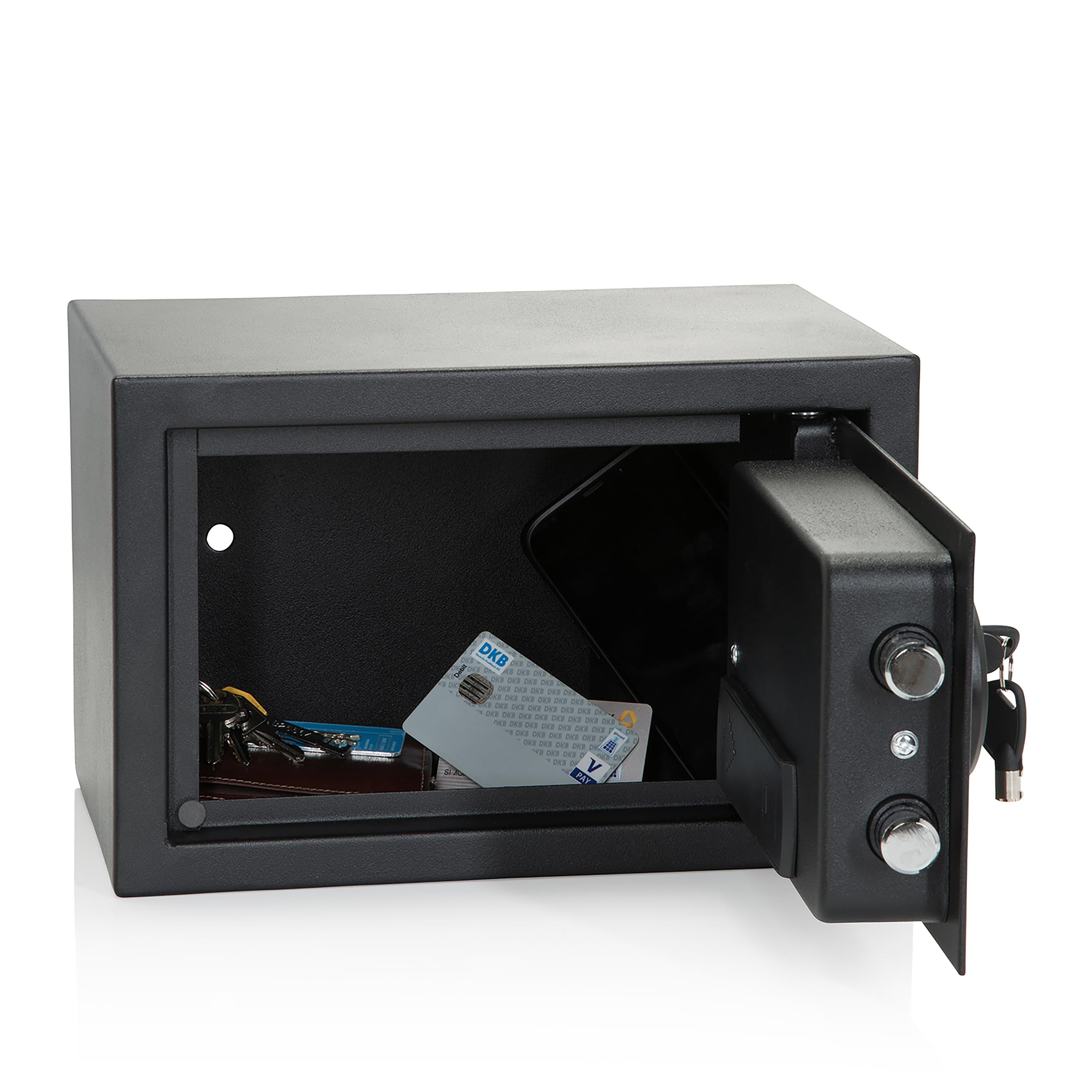 hjh OFFICE Safe Compact III sejf z zamkiem szyfrowym, 8,5 l, stalowy, czarny, sejf meblowy, zamek elektroniczny, 20 x 31 x 20 cm, 830040