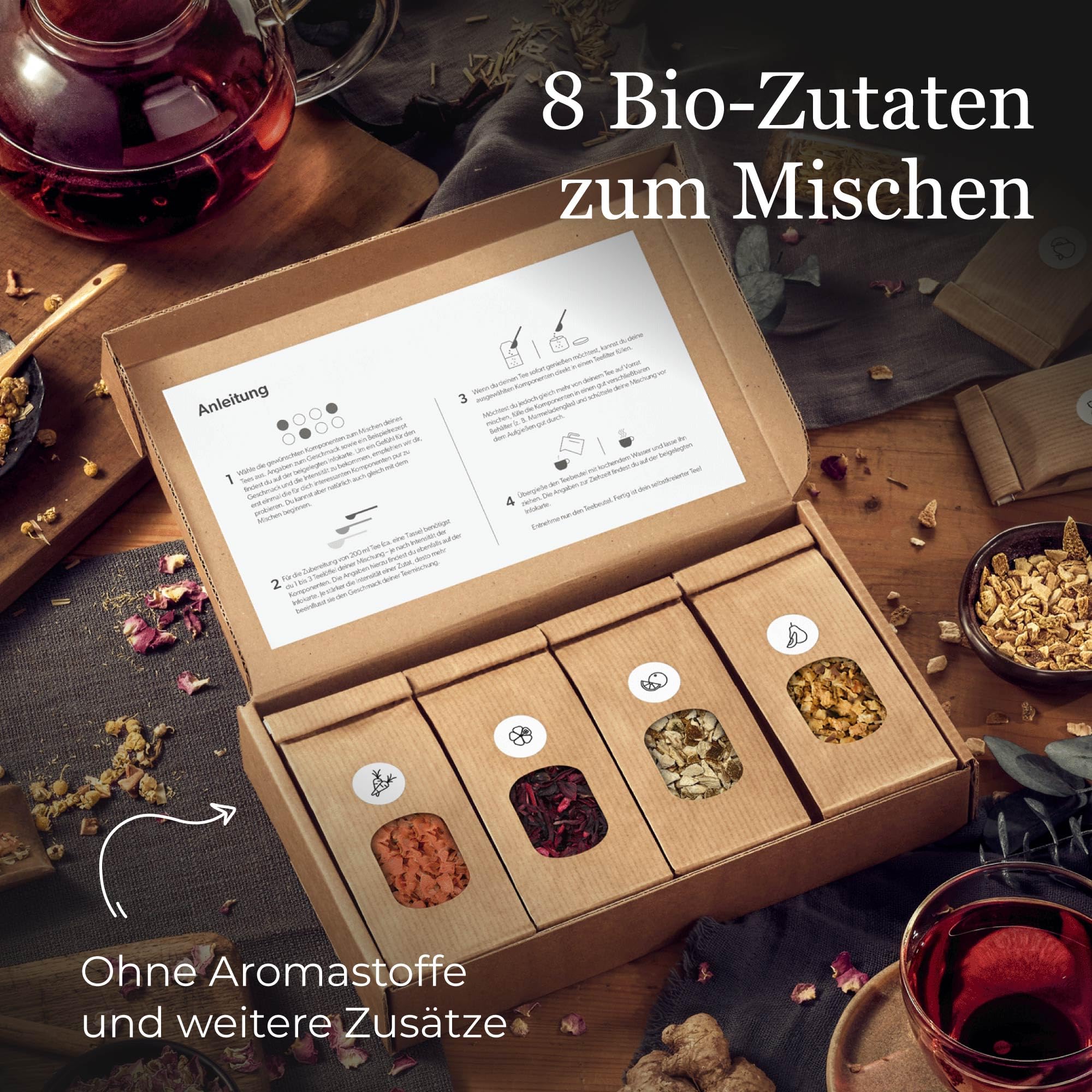 BIO Früchtetee Geschenkset mit 8 Früchten DIY Teemischung Selber Machen