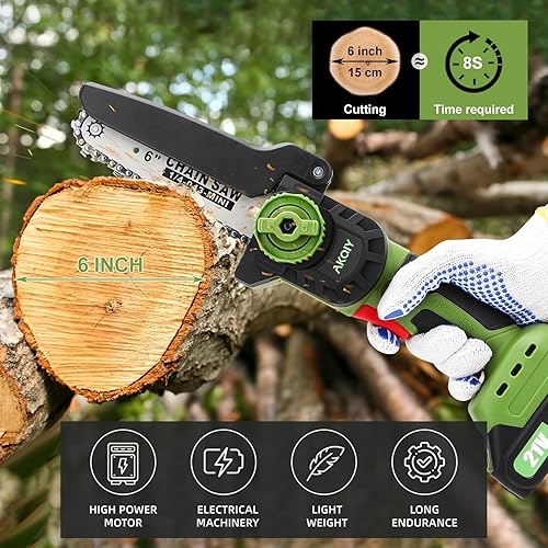 Miniatura 2 de Motosierra eléctrica inalámbrica motor sin escobillas mejorado de 650 W, sierra de 6 pulgadas con 2 baterías de 21 V. Perfecto para carpintería,