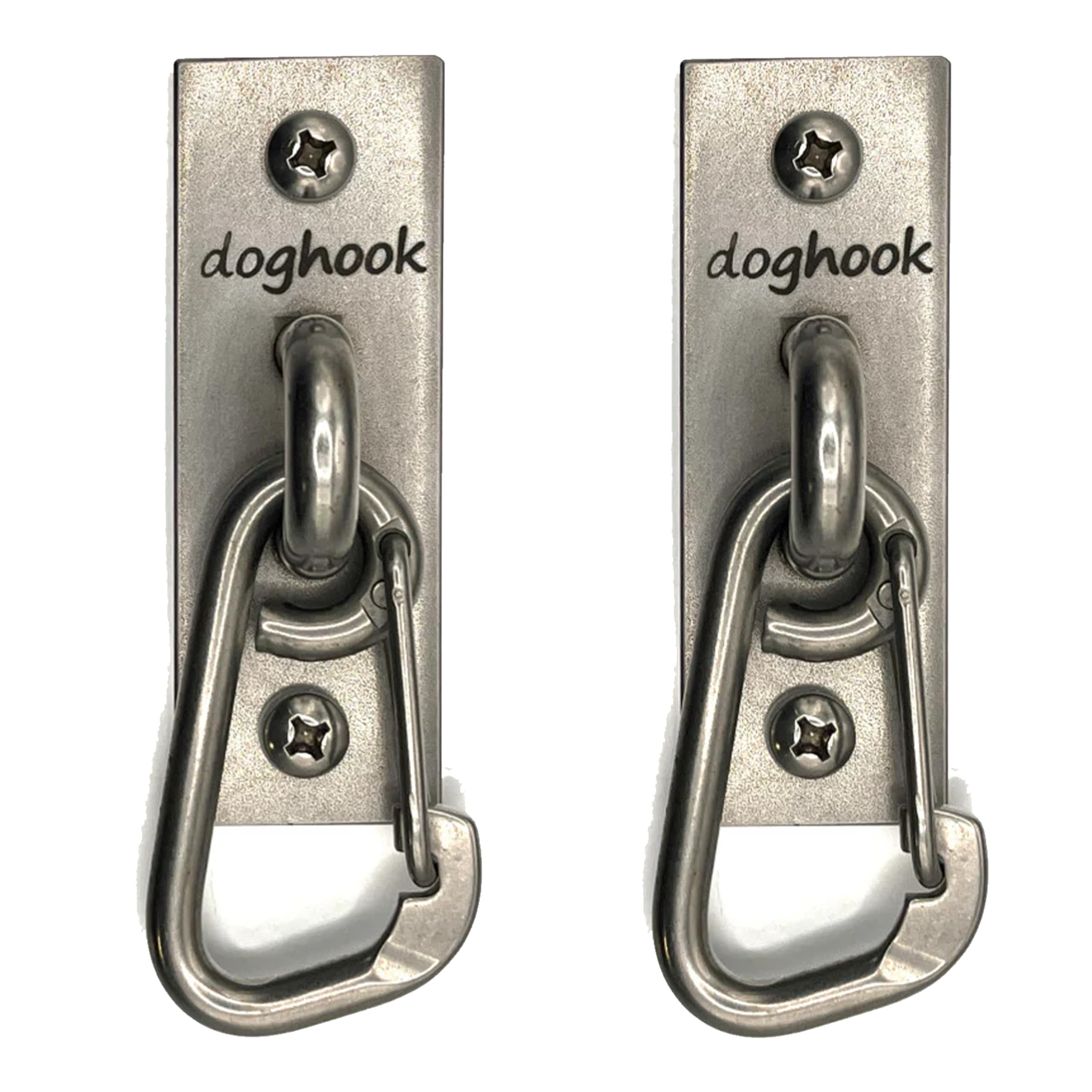 Canine Hitch- Secure Dog Leash Parking Wall Slim Hook with Clip 2 Pack - Tie Out Stainless Steel & ABS Mounting Plate for Strength - Practical Lead Management for Home & Business