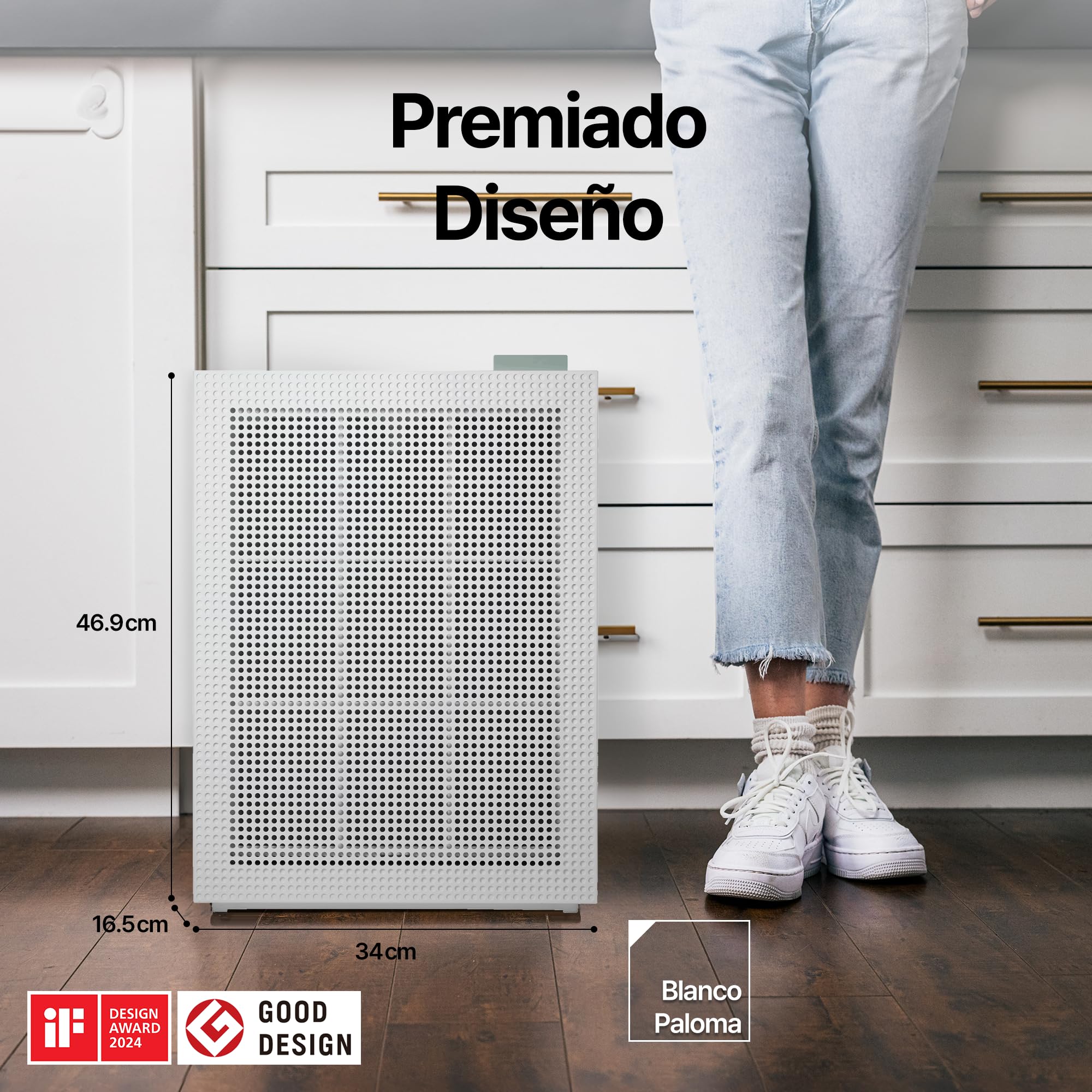 COWAY Purificador Aire, Calima Sahariana Alérgenos Mascotas, ECARF Quiet Mark, Modo Sueño 20 dB, Prefiltro Lavable, HyperCaptive 99,999% 0,01µm, CADR 281m³/h, Garantía 3 Años, Airmega 150, Bianco
