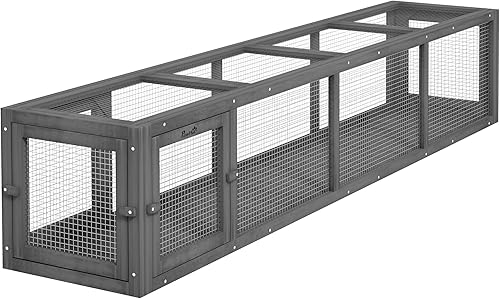 PawHut Túnel para gatos al aire libre con diseño extensible, carrera de madera para gatos de 79 pulgadas de largo con protección contra la