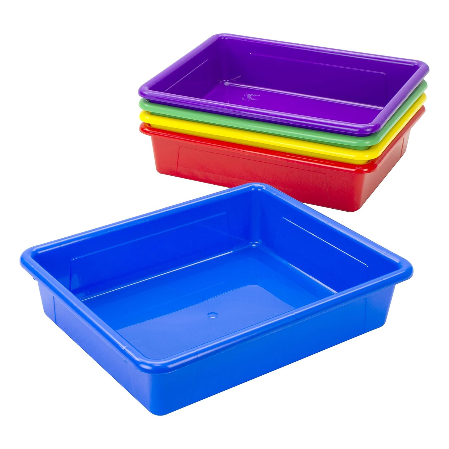 Storex Flat Storage Tray, Letter Size, 10 x 13 x 3 Inches, Assorted