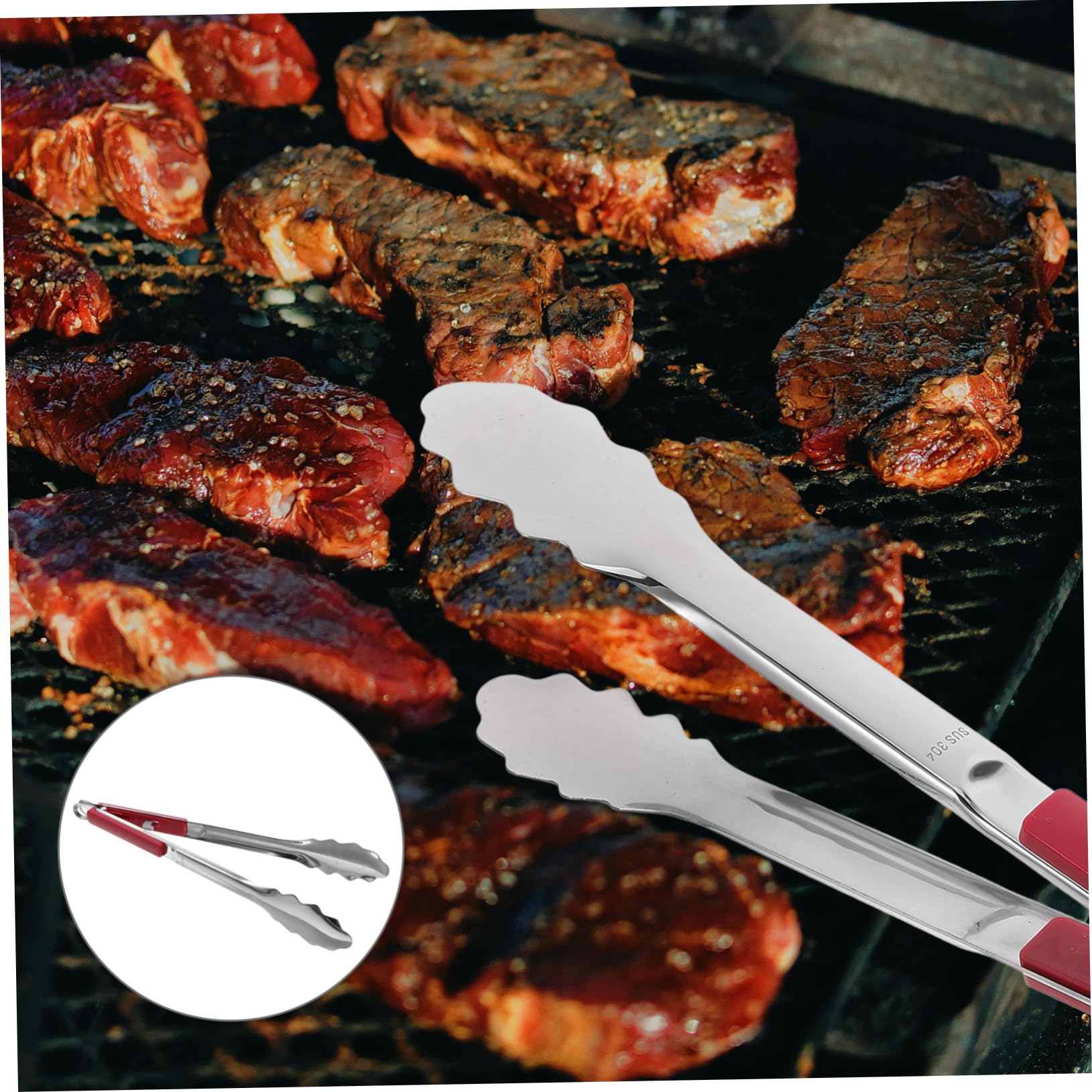 ifundom 3 Pezzi Clip di pesce alla griglia pinza cucinando servire grigliare dovere Pinze da barbecue Pinze per grigliate pinze pesanti pinze per cucinare pinze per grill acciaio 304 rosso