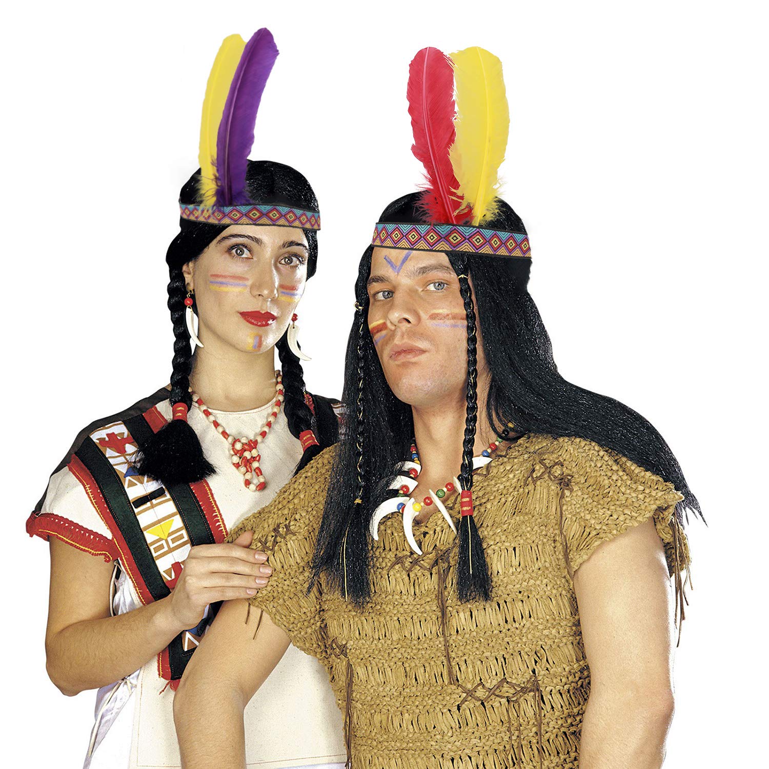 Bandeau Indien Avec Plumes - Déguisement Cowboy Ou Apache - Élastique Pour Enfants Et Adultes