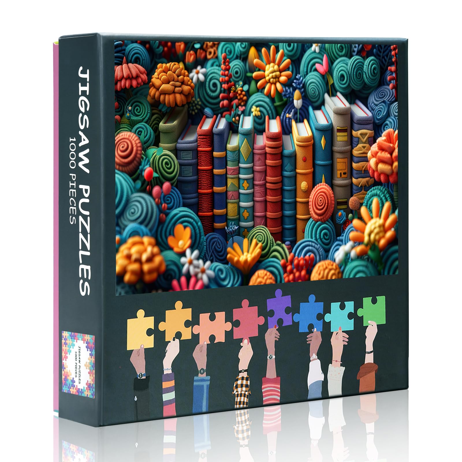 Jigsaw Puzzles for Adults Vintage Row Books Abstract Book Picture Puzzle Books in Flowers Paintings Modern Men Lady Puzzle Kits Crafts Gifts 1000 Pieces