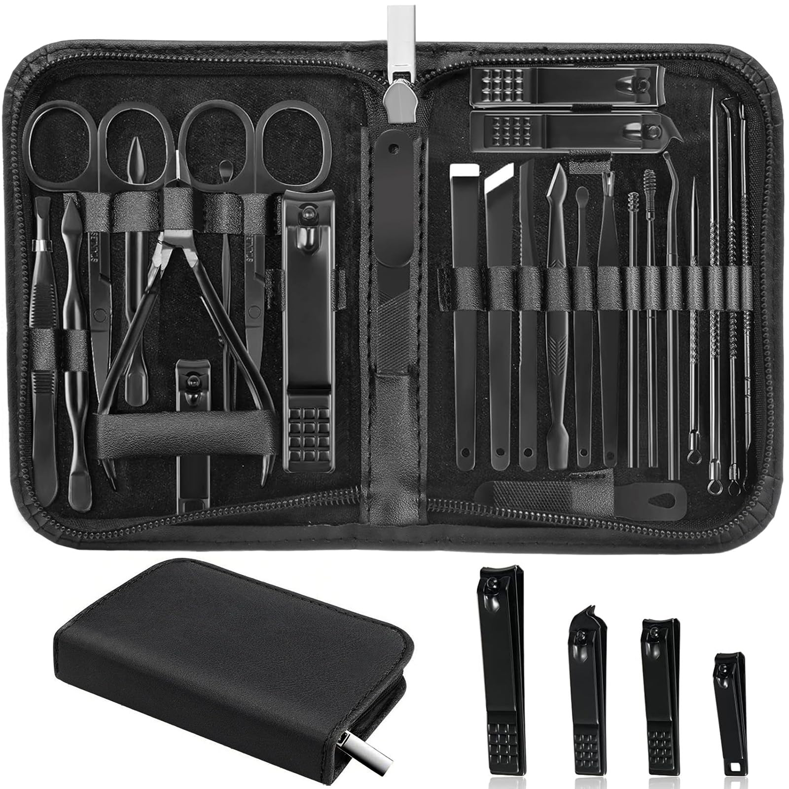 Manicure Set Professional Nail Clipper Kit-26 Pieces Stainless Steel Manicure Kit,Nail Care Tools with Luxurious Travel Case