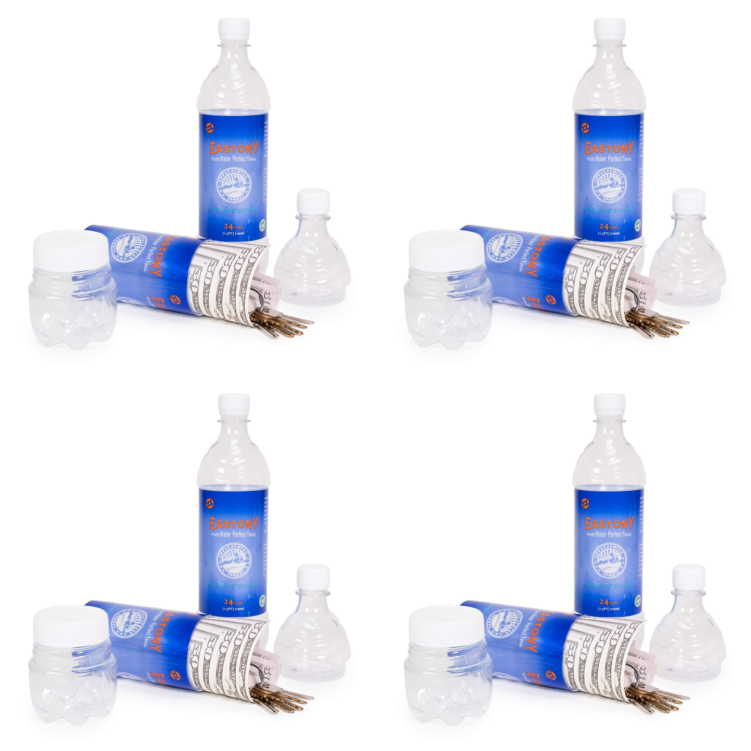 WYZworks - Water Bottle Hidden Safe for Valuables – with 3 Different Compartments with middle One for hiding Valuables - Hiding Spot for Cards, Keys, Jewelry & Cash - Pack of 4