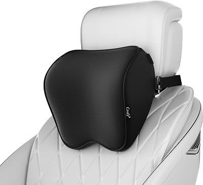 Crofy 2-Pack Car Neck Pillow, Softness Car Headrest Pillow for Driving with Adjustable Strap, 100% Memory Foam and Breathable Removable Cover, Comfortable Ergonomic Design, Black