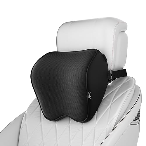 Crofy 2-Pack Car Neck Pillow, Softness Car Headrest Pillow for Driving with Adjustable Strap, 100% Memory Foam and Breathable Removable Cover, Comfortable Ergonomic Design, 4.7 Inches Thick