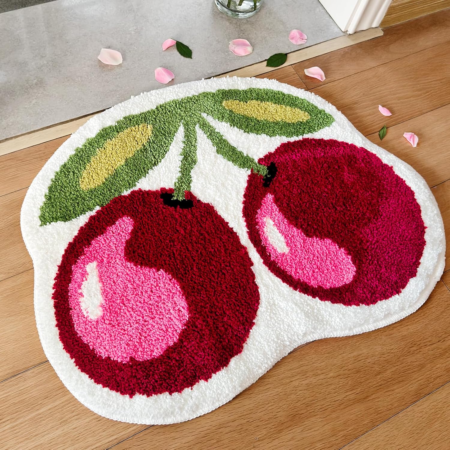 Amazon.com: Kreapa Cherry Bath mat Cute Bath mat Cherry Rug Fun Bath ...