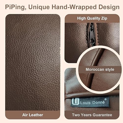 Miniatura 45 de Louis Donné Funda de puf sin relleno, taburete redondo otomano para reposapiés, puf de almacenamiento, puf de piel sintética impermeable, reposapiés