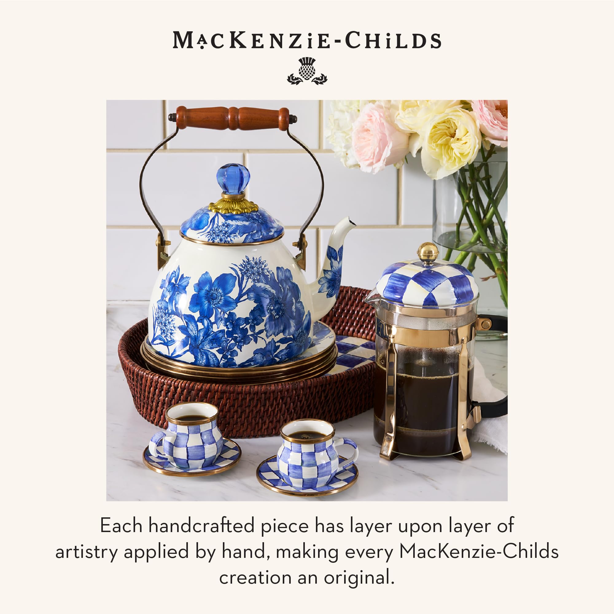 Amazon.com: MACKENZIE-CHILDS 2-Quart Enamel Tea Kettle, Cute Tea