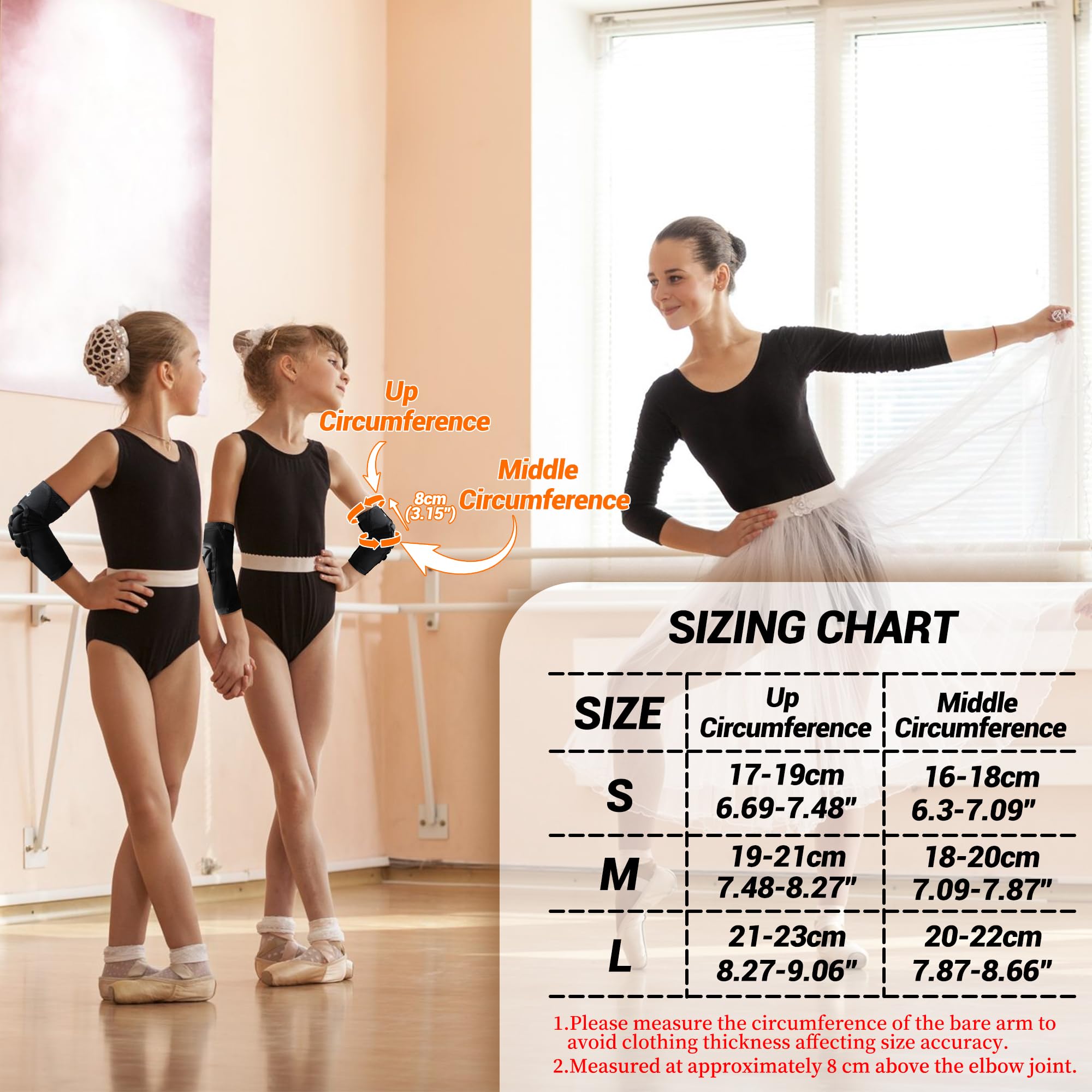 Coudieres Enfant Ajustement Serré Confortables Manchon Bras de Compression avec des Tampons Eponge Protege Coude Sport pour Boxe Danse Football Volleyball Gardien de But Coudière Protection