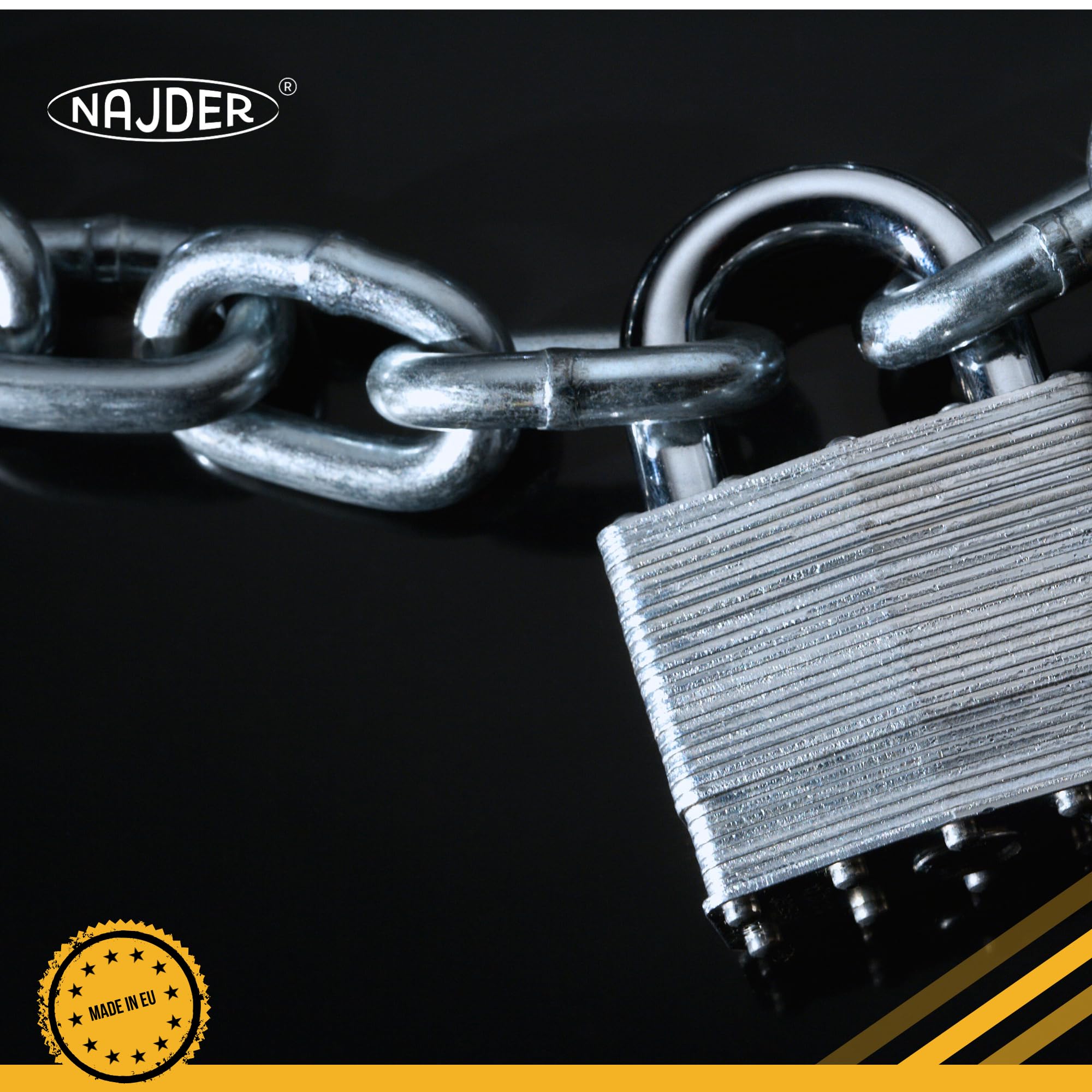 NAJDER Edelstahlkette 5m, Edelstahl Ketten, Sicherungskette, Kette Hängesessel, Absperrketten, Max 1180kg, 5mm x 5m, DIN 766, Dicke 5mm, Edelstahl A4, Inox, AISI 316, Premium Qualität