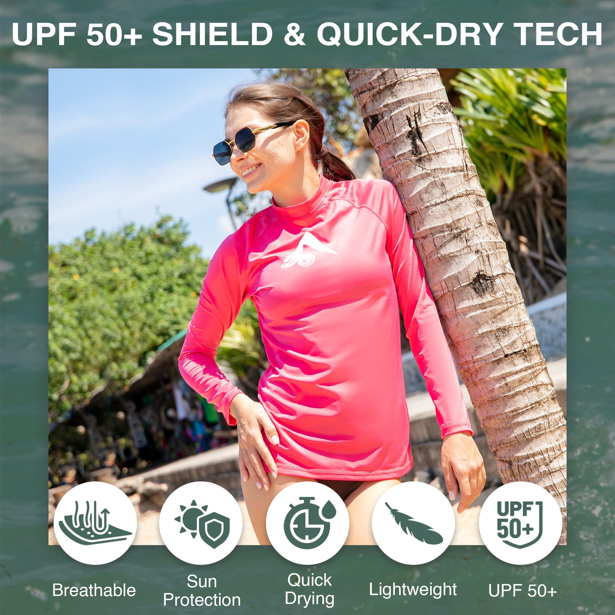 Kanu Surf Keri - Rashguard A Maniche Lunghe UPF 50+ Maglietta Rash Guard Donna (Pacco da 1)
