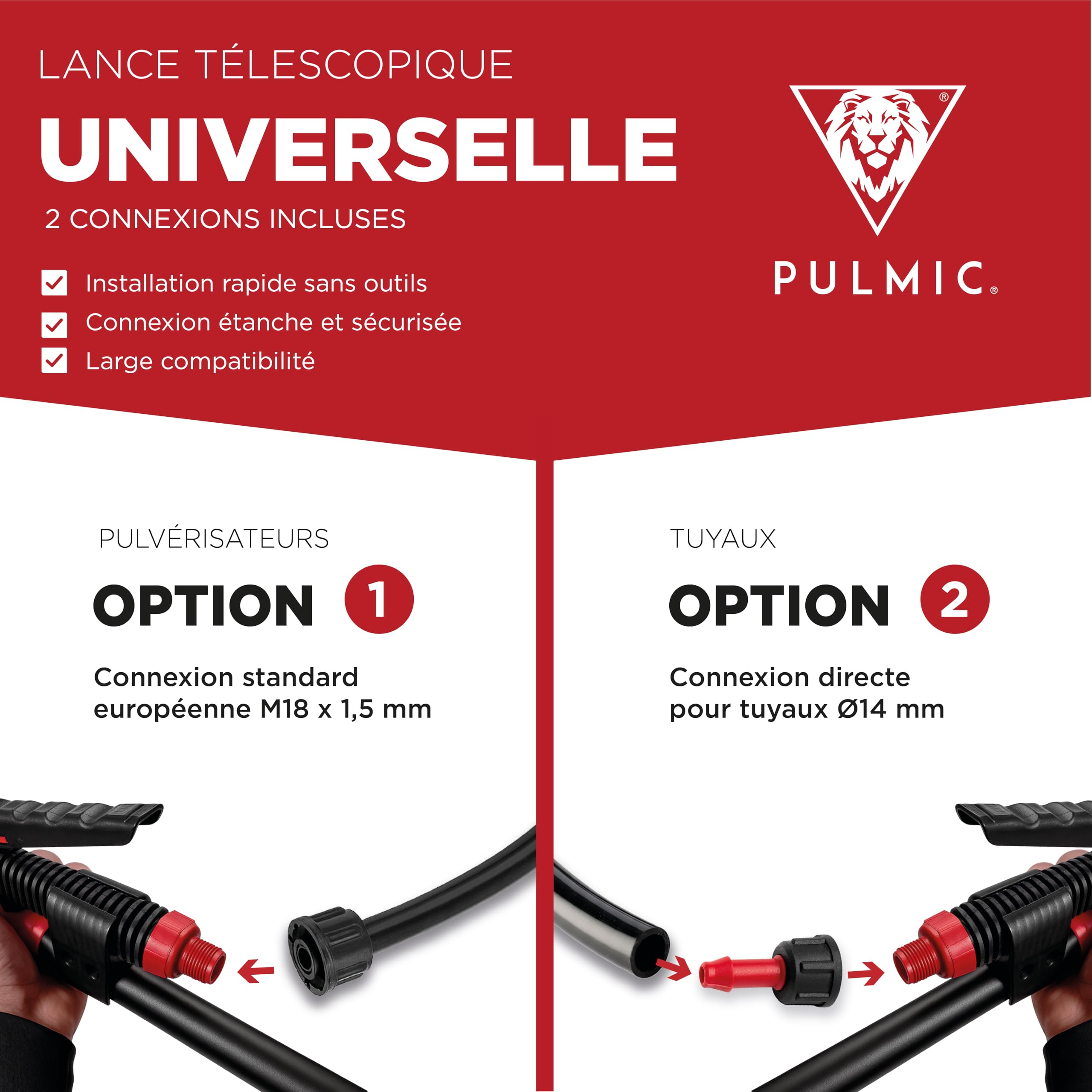 Pulmic Lance de Pulvérisation Télescopique 5 m d'Hauteur – Perche en Fibre de Verre Légère. Idéale pour Le Démoussage, Le Nettoyage de Toiture, Murs et Façades. Buse Réglable Qualité Professionnelle