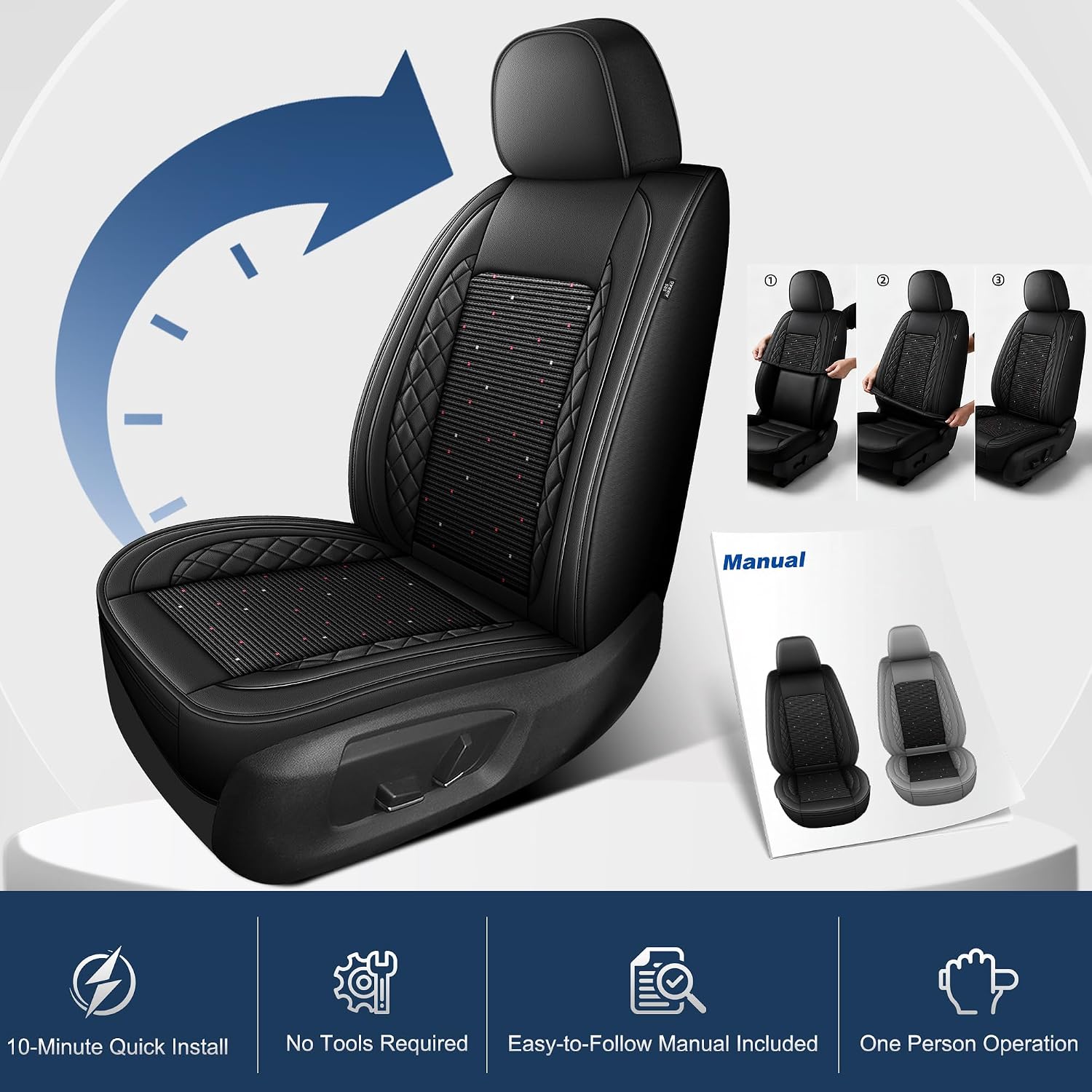 for Dodge RAM Seat Covers, Seat Covers for Dodge RAM 1500/2500/3500 2012-2025 2026 Leather Ice Silk Waterproof Trucks Pickup Seat Covers Custom Fit (Curved Bench)