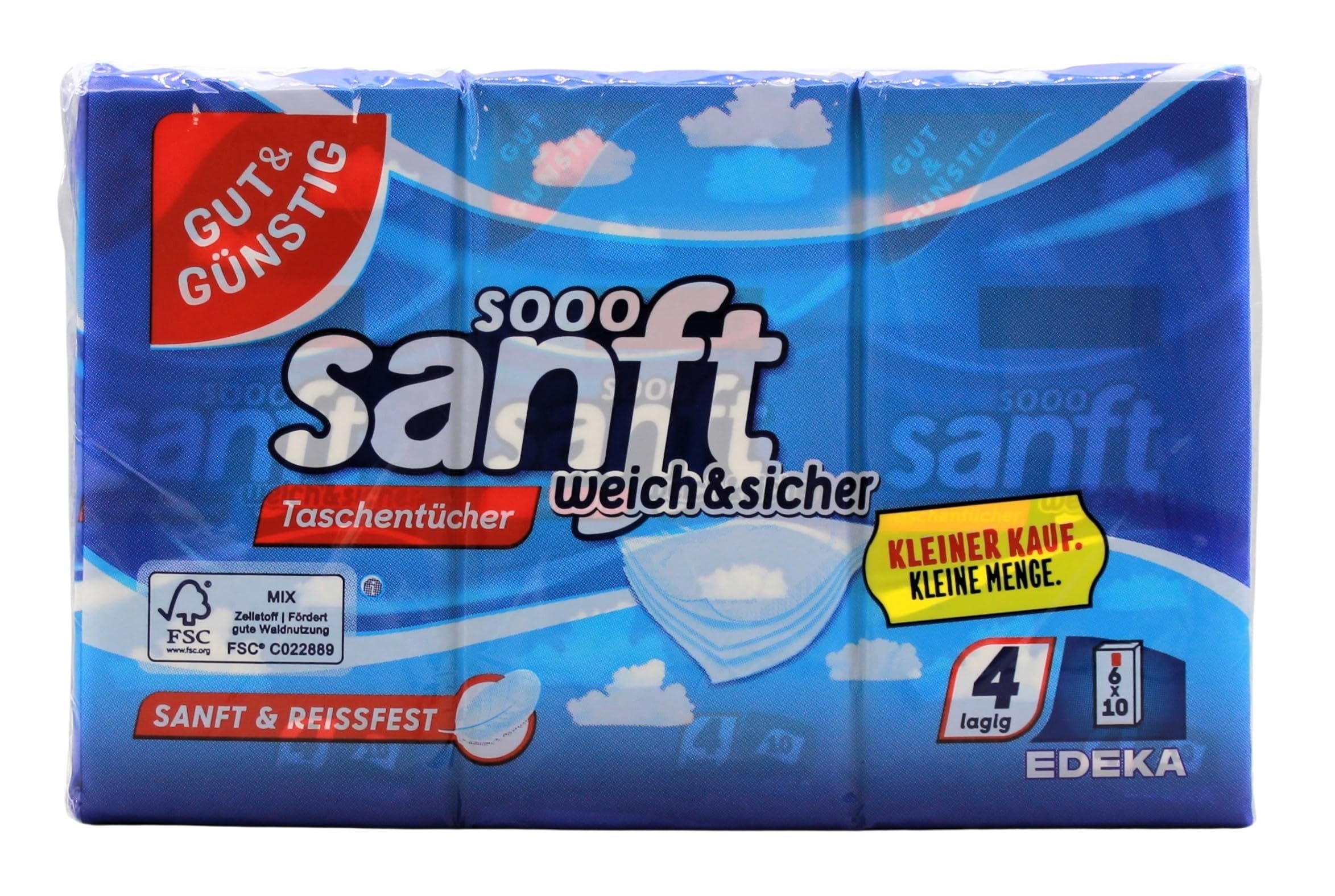 Gut & Günstig Taschentücher 4-lagig, 50er Pack (50 x 60 Taschentücher)