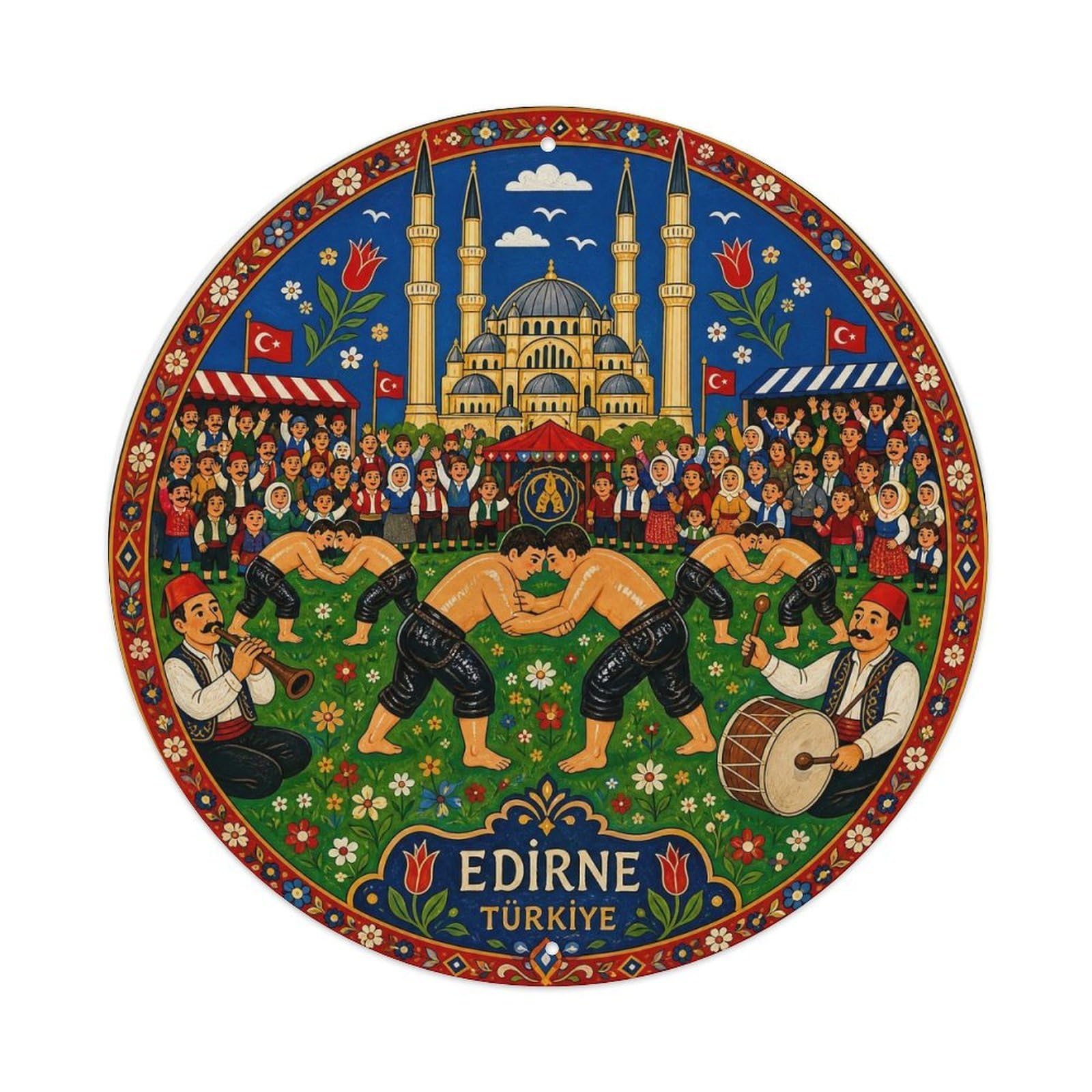 Edirne Turkey Mosque Heritage Travel Folk Style Metal Tin Sign