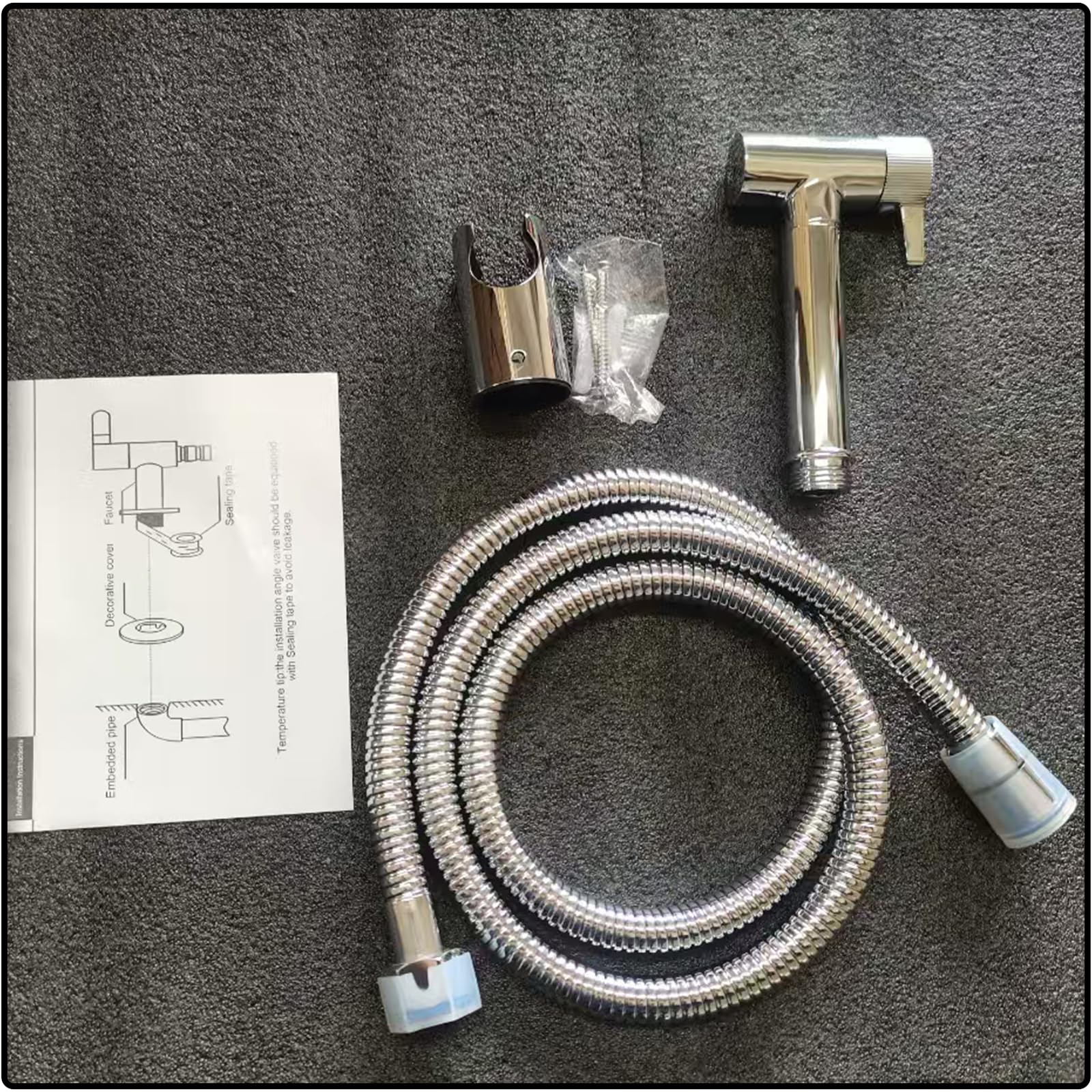 Kit Douchette WC Chrome Douchette Toilette Laiton Douchette WC Kit Complet avec Pulvérisateur Double Fonction, 1.2m Tuyau de Douche, Support