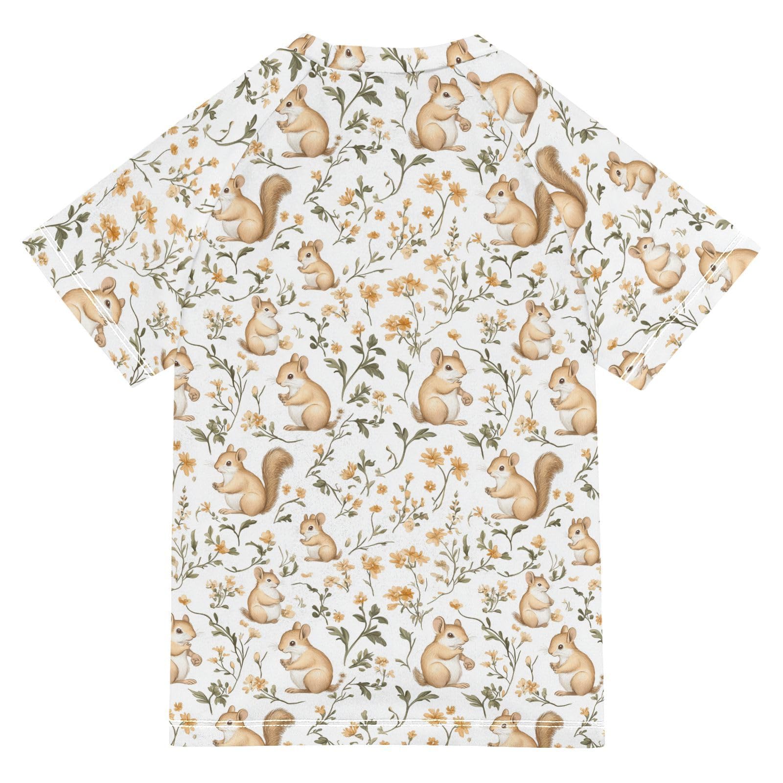 Bathing Suit Kids Short Sleeve Big Girls Swimsuit 3T Sweet Squirrel Animal White