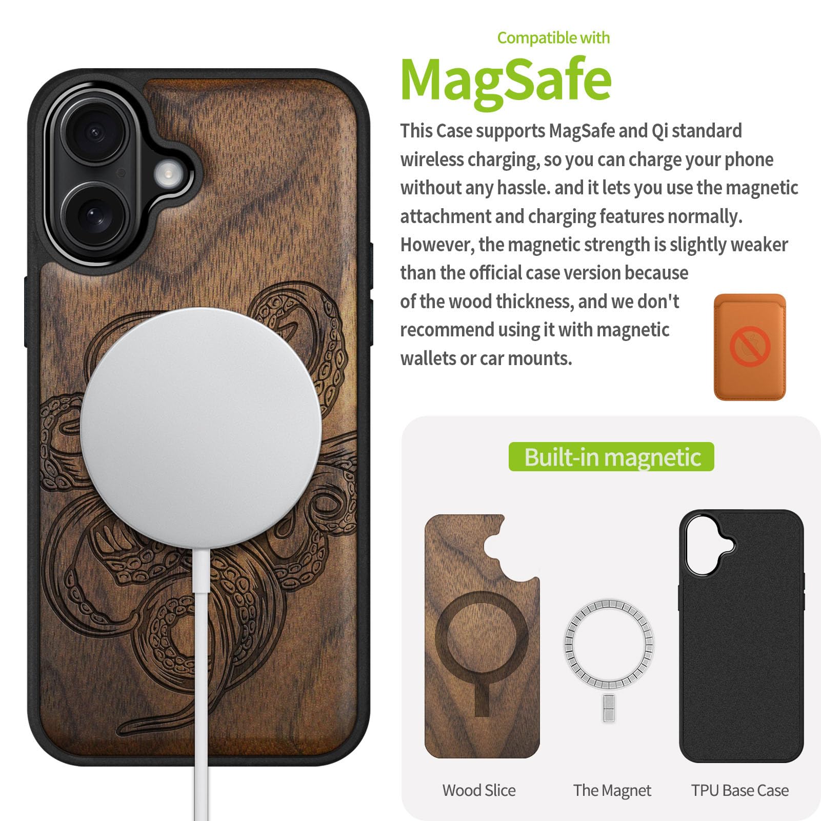 Carveit Carcasa De IPhone 12 Pro MAX Magnética Para Funda [Madera Y