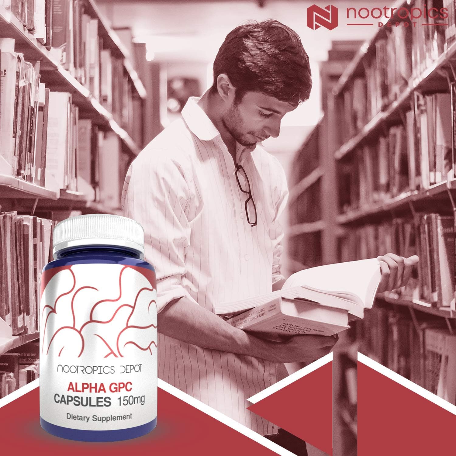 Nootropics Depot Alpha GPC Capsules | 150mg | 60 Count | Choline Supplement | Brain Health Supplement | Supports Healthy Brain Function | Enhance Cognition, Memory + Focus - Image 3