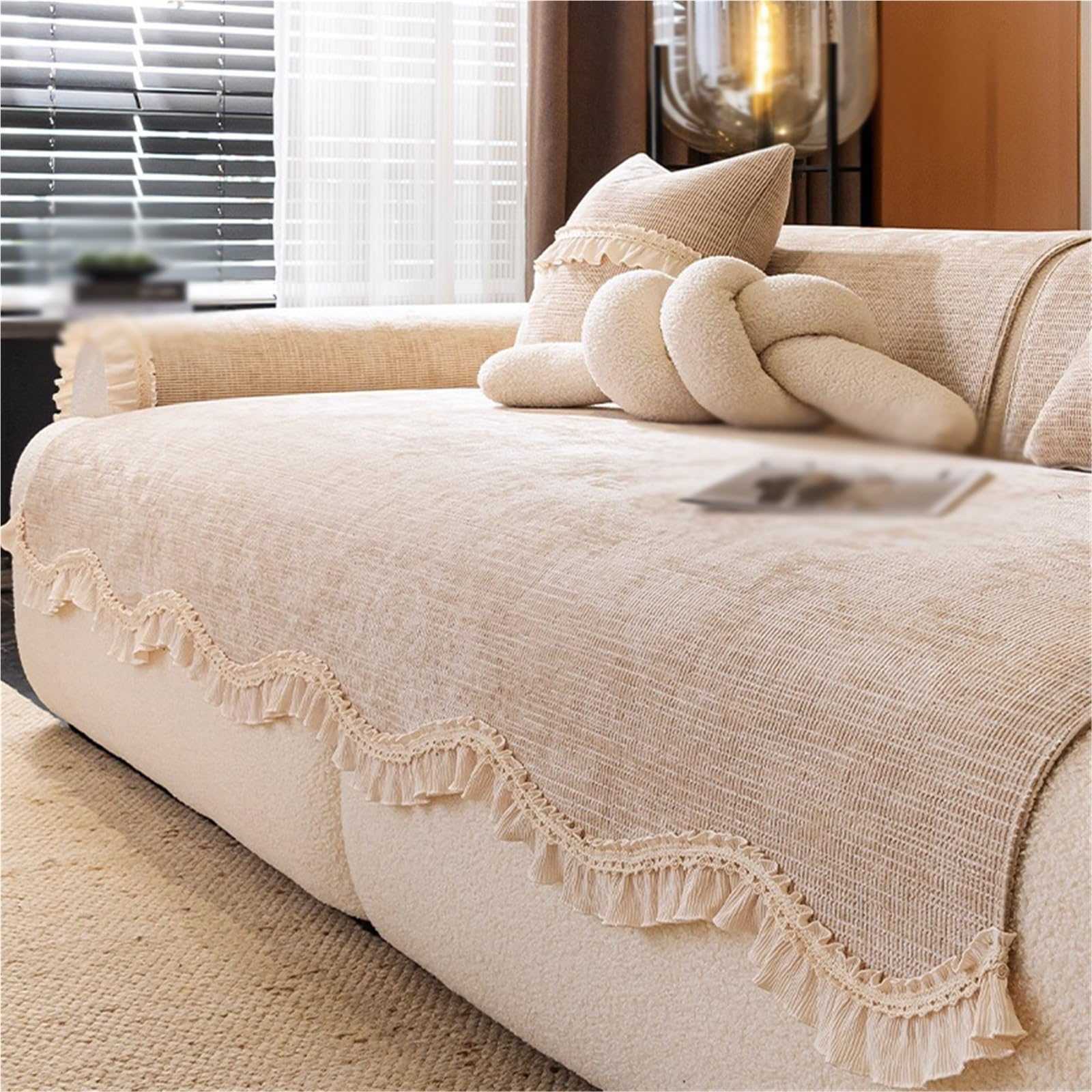 Fundas suaves for sofá seccional 90x180cm antideslizantes protector color milk tea