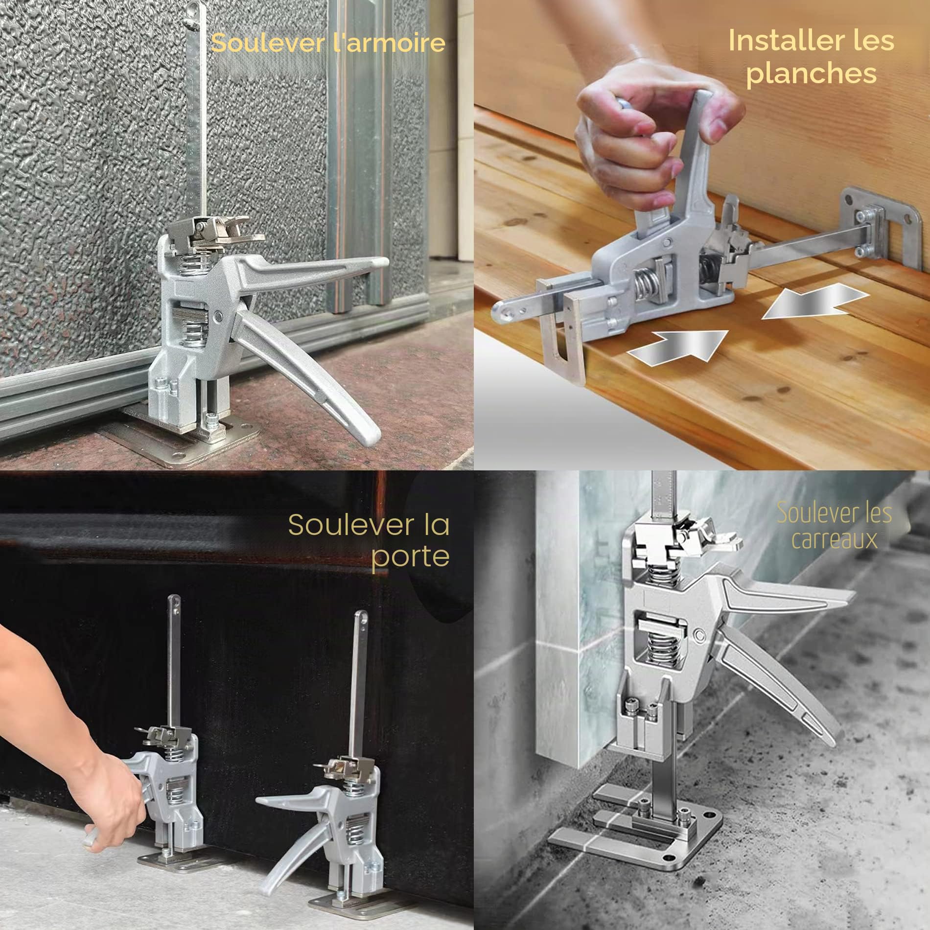 Bras de levage à main pour économiser de la main-d'œuvre - Régulateur de hauteur - Outil de levage à la main - Cric pour installer des portes d'armoires et des panneaux en bois