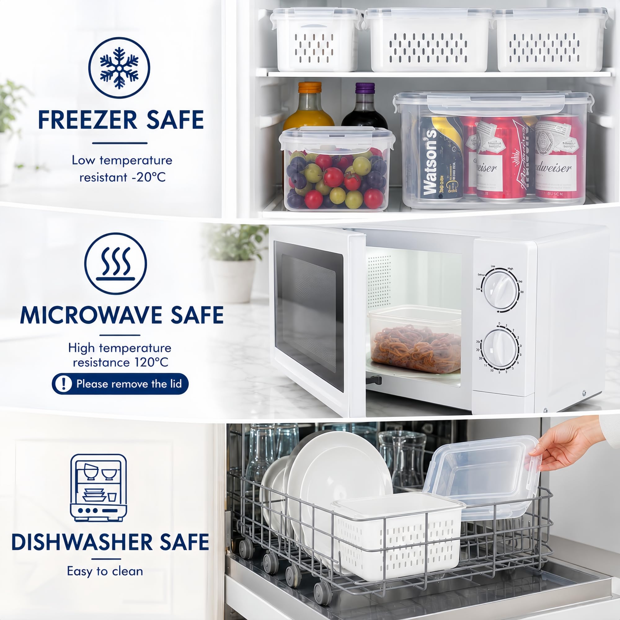 5 contenitori per frutta con scolapasta – organizer per frigorifero