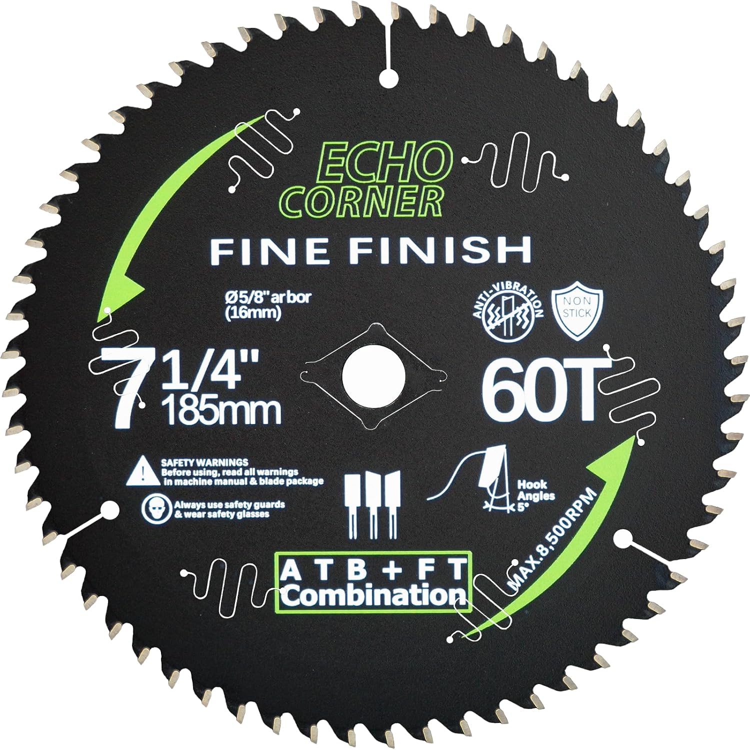 7-1/4 Inch Circular Saw Blades Heavy Duty 24T/40T/60T Combo Pack, Fast Finishing Fine Cut Crosscut Framing Ripping Laminate Plywood Plastic Lumber, 5/8 Inch Arbor
