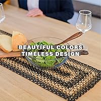 Vista 4 de Homespice Kilimanjaro Jute Braided Long Table Runner, Warm Primitive Decor, Black and Brown Rectangle 11x36 - Rich Colors, Easy to Clean, Durable